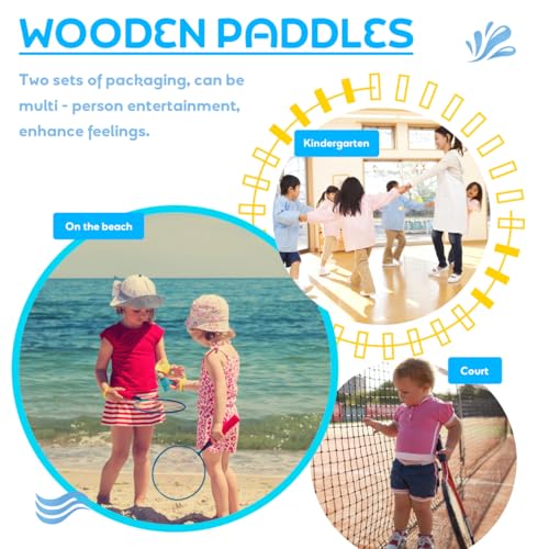BESPORTBLE Racket Suit 4pcs Wooden Beach Paddles with Comfortable Grip for Outdoor Sports Badminton and Table Tennis Fun