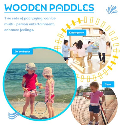BESPORTBLE Racket Suit 4pcs Wooden Beach Paddles with Comfortable Grip for Outdoor Sports Badminton and Table Tennis Fun