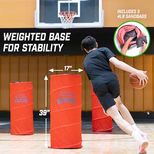GoSports XTRAMAN Blocker Pop-Up Defenders 3 Pack - Large Size Multi-Sport Blocking Dummy - Training Equipment for Basketball, Football, & Soccer