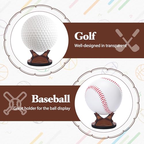 Sumind 3 Pcs Walnut Small Ball Stand Holder Sport Ball Display Rack Baseball Display Stand with 3 Pieces Non-slip Rubber Pads for Baseball Golf Softball Tennis Spheres, Wood - color: Wood
