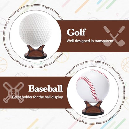 Sumind 3 Pcs Walnut Small Ball Stand Holder Sport Ball Display Rack Baseball Display Stand with 3 Pieces Non-slip Rubber Pads for Baseball Golf Softball Tennis Spheres, Wood - color: Wood