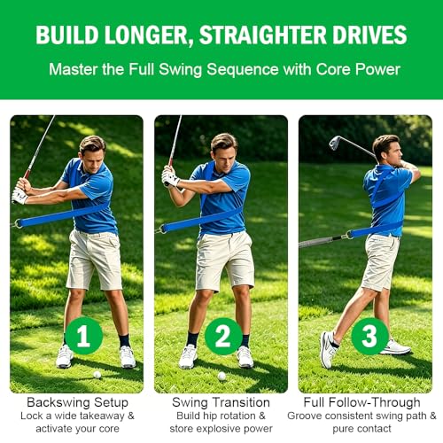 Golf Rope Swing Trainer, Golf Swing Trainer for Core Strength, Fix Early Extension & Improve Swing Consistency, Multifunctional Golf Training Aid, Portable Golf Accessories for Beginners & Amateurs