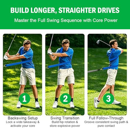 Golf Rope Swing Trainer, Golf Swing Trainer for Core Strength, Fix Early Extension & Improve Swing Consistency, Multifunctional Golf Training Aid, Portable Golf Accessories for Beginners & Amateurs