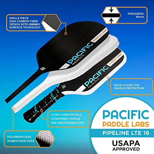 Carbon Fiber Pickleball Paddles | USAPA Approved Pickleball Paddles | Pro Grit Texture, Max Spin & Comfort | Pickle Ball Paddles Include Paddle Cover | 13MM & 16MM - color: PIPELINE LTE 16.25" x 7.75" x 16mm