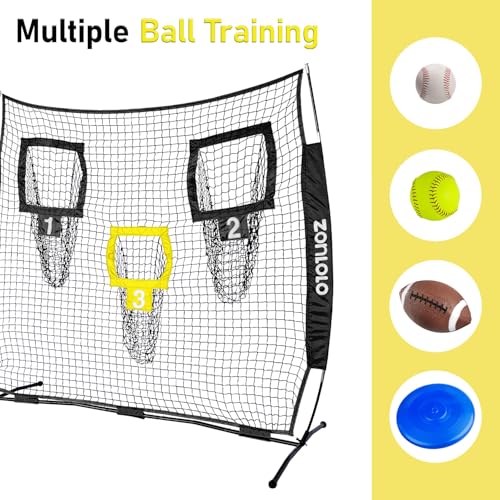 Zonlolo 6x6ft Football Training Net, Football Throwing Net with 3 Target Pockets, Portable QB Throwing Practice Equipment with Small Carry Bag,Most Suitable for Kids - color: Black