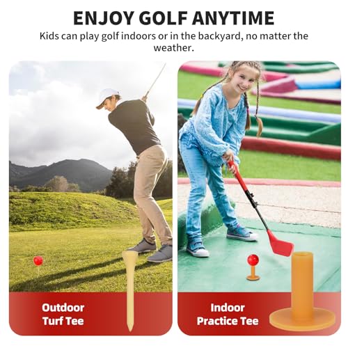 Kids Toy Golf, 17-31 inches Adjustable Telescopic Height Toy Golf Clubs for Toddler 3+ Upgraded Left and Right Handed, Includes 2 Balls, Outdoor Golf Game in Grass Parks, Yards, Red