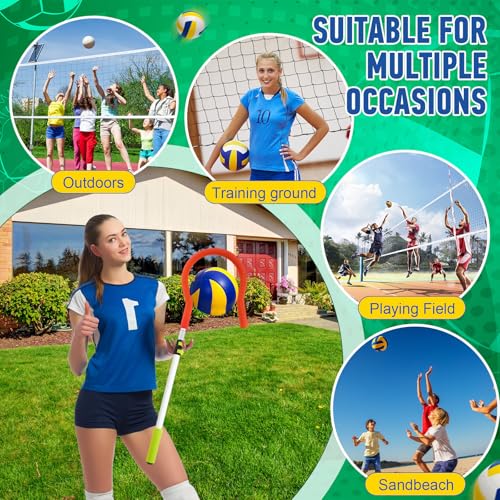 Silipull 4 Pcs Volleyball Spike Trainer Set Volleyball Training Equipment Solo Serve Volleyball Attack Trainer Volleyball Rebounder for Beginners Practicing Serving Spiking Volleyball Gift (Orange)