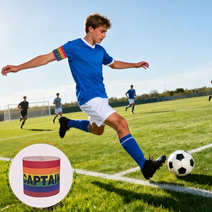 6 Pack Soccer Captain Armband,Nylon Elastic Protective Arm Badge for Youth and Adult Soccer Basketball or Volleyball Team Training