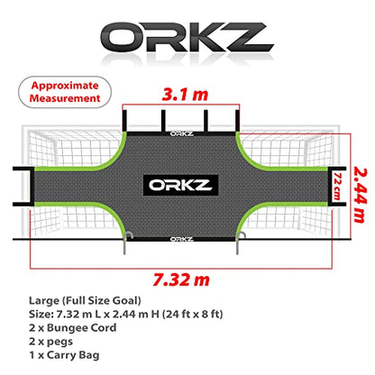 Soccer Goal Target Net - 24ft x 8ft Scoring Training Equipment - Improve Kick Practice Shooting Targets, Portable Football Target Sheet with Carry Bag, Ground Stakes, Bungee Cord Included