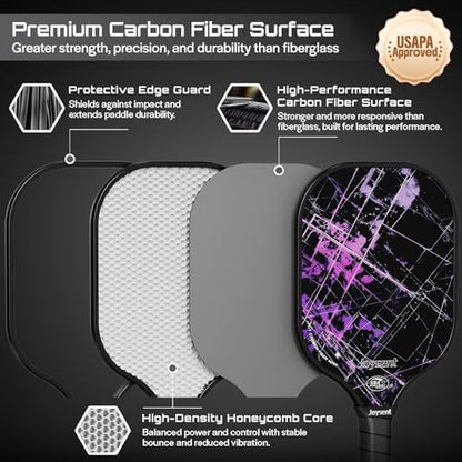 Pickleball Paddles Set, USAPA Approved Carbon Fiber Pickleball Set of 2 with Beginner Pickleball Rackets, Indoor Outdoor Pickle Balls for Adults Men Women, JT-1 - color: Rift