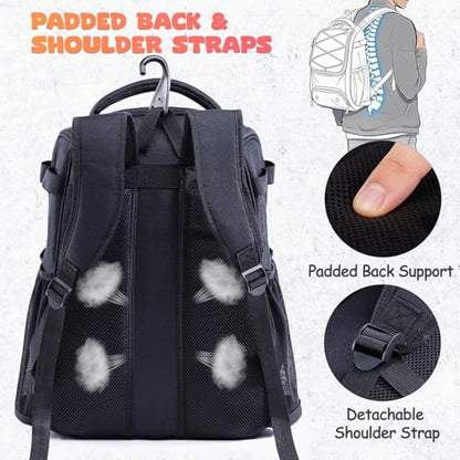 Youth Baseball Bag Backpack with Bat Holder for Boys Girls Baseball & Softball Bat Bag for T-Ball Equipment, Kids Baseball Backpack with Shoe Compartment & Glove Storage - color: Black