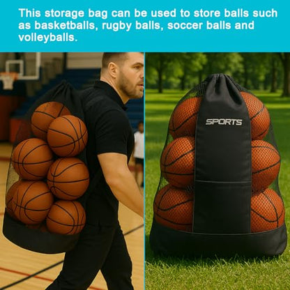 Large Drawstring Sports Backpack, Coach Ball Bag for Team Practice– Heavy Duty Ball Bag Holds Footballs, Soccer Balls, Gear & Uniforms – Multipurpose Mesh Equipment Sack for Coaches & Athletes