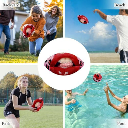 American Football, Official Size 11.9 x 7.3 Inch, Premium Composite Leather High-Grip Ball with Pro-Style Lacing, Unique Prints for Training, Games & Gifts - color: Lip Pink Leopards