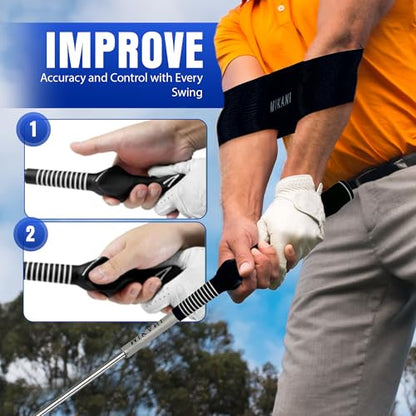 Mikani Retractable Golf Swing Training Aid - Click Stick Swing Training with Golf Grip Trainer | Golf Swing Trainer |Golf Alignment Sticks | Click Sound Tempo Training, Golf Accessories for Golfers