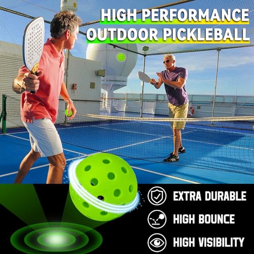 Outdoor Pickleball Balls - 40 Holes With Mesh Bag & 2 Ball Retrievers, USAPA High Bounce & Durable for All Style Paddle & Court - color: Green