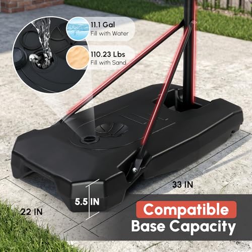 PEXMOR 5.05-8.53FT Portable Basketball Hoop, Adjustable to Any Height Easily, 33" Backboard for Kids & Youth, with Fillable Base & Wheels, Basketball Goal for Outdoor, Indoor, Backyard, Driveway