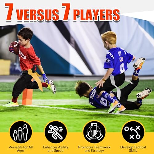 Flag Football Belts, Flags for Flag Football Set 14 Player, Flag Football for Kids Adults and Youth Training Equipment - color: Yellow and Gray