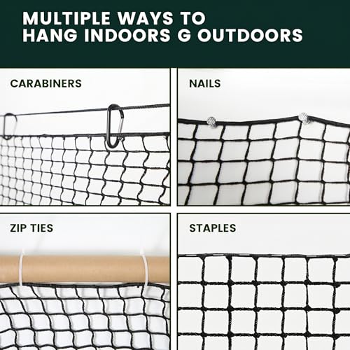 Sports Netting,Golf Practice Net Hitting Net with 33Feet Nylon Rope Also for Baseball, Hockey, Soccer, LAX and More - 10x10ft/10x15ft/10x20ft/10x25ft/10x30ft/10x40ft/10x50ft