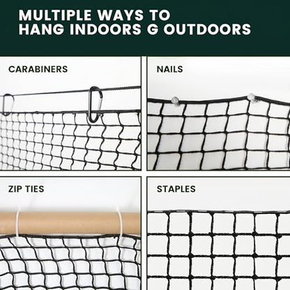 Sports Netting,Golf Practice Net Hitting Net with 33Feet Nylon Rope Also for Baseball, Hockey, Soccer, LAX and More - 10x10ft/10x15ft/10x20ft/10x25ft/10x30ft/10x40ft/10x50ft