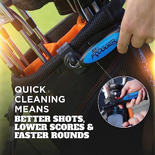Frogger BrushPro Latch-It Golf Club Cleaner, Ergonomic Grip and Latch-it Magnet - Professional Golf Club Brush and Groove Cleaner for Golfers - color: Blue