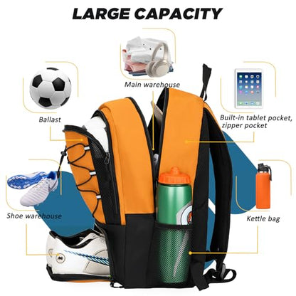 Goloni Soccer Bag, Basketball Bag with Ball Compartment & Shoe Compartment,Large Soccer Backpack for Basketball,Gym，Football - color: Dark Coffee
