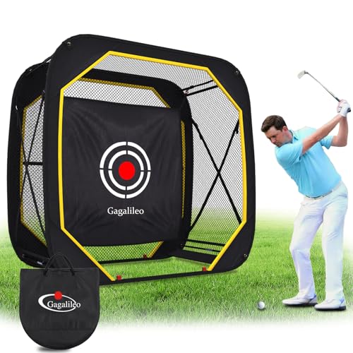 Gagalileo Pop Up Golf Practice Net: 6X6X3FT Hitting Cage with Target Easy Set Up for Backyard Garage Training for Driving Chipping Swing Beginners Enthusiasts