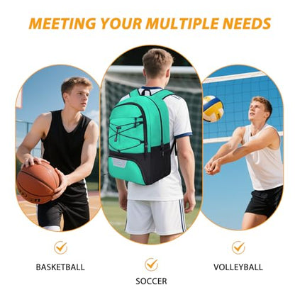 Goloni Soccer Backpack Bag with Separate Ball & Cleat Shoe Compartment,Sports Gym Backpack for Teen Girls Boys Men Women Kids - color: Light Sky Blue