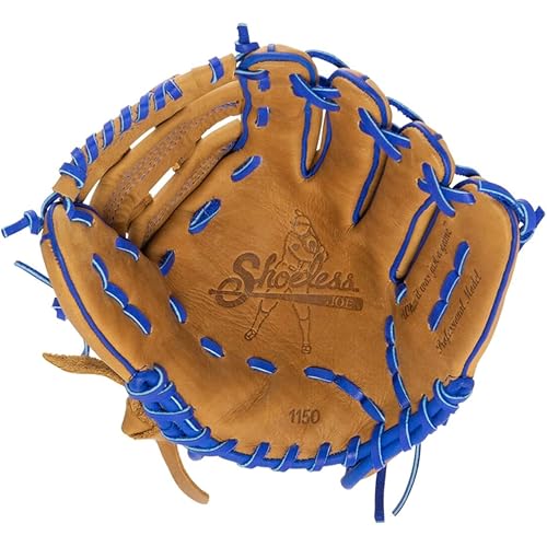 SHOELESS JOE 11 1/2" H-Web - Double Play Series Steer Hide Leather Baseball Glove for Infield Youth & Adult Ballplayers - Right/Left Hand Throw Options - color: Brown Glove w/Royal Blue Trim