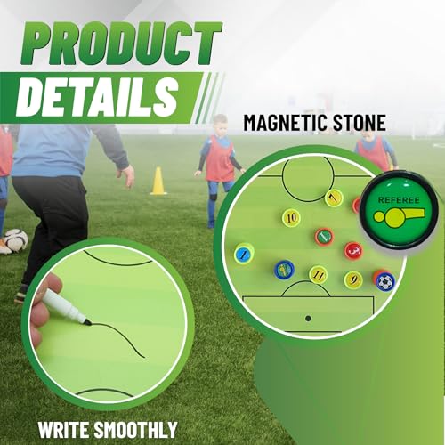ZPU 27 Picese Soccer Board Magnets, Soccer Magnets Set with 2 Dry Erase Black Marker Pens, 2 Red Marker Pens, 1 Storage Bag, Tactics Strategy Board Coaches Clipboard Accessories (Board NOT Included) - style: Soccer
