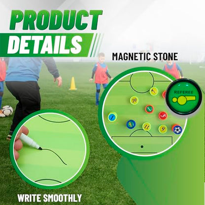 ZPU 27 Picese Soccer Board Magnets, Soccer Magnets Set with 2 Dry Erase Black Marker Pens, 2 Red Marker Pens, 1 Storage Bag, Tactics Strategy Board Coaches Clipboard Accessories (Board NOT Included) - style: Soccer