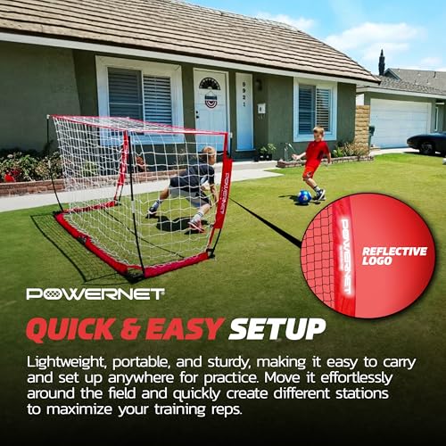 PowerNet Soccer Goal for Backyard, 3Mx2M / 6x4 / 8x4 / 12x6 / 14x7 /18.5x6.5 / 21x7 / 24 x 8 Portable Soccer Net, Sports & Outdoors Training Equipment, Quick Setup 1 Goal & Zipper Storage Bag - style: 8 x 4 FT