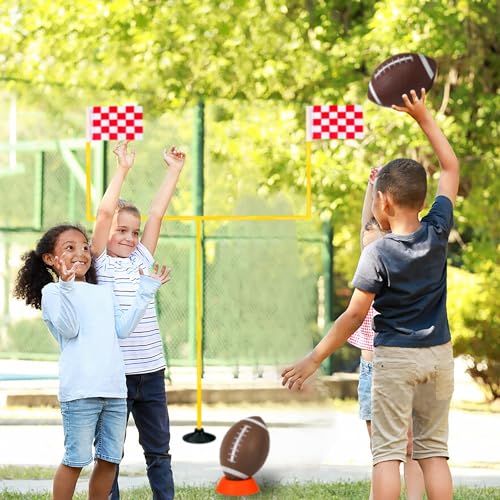 6 Pack 8.3" Inflatable Footballs with Pump and Kicking Tee,Rubber Junior Soft Small Toddler and Mini Footballs, Playground Balls for Kids - color: Multicolor