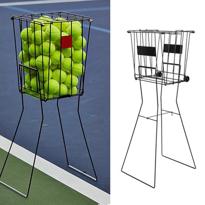 Portable Tennis Ball Hoppers Basket, Ball Picker Upper Collector with Rolling Casters, Retriever Basket Carrier Gatherer Pickup Hopper Container