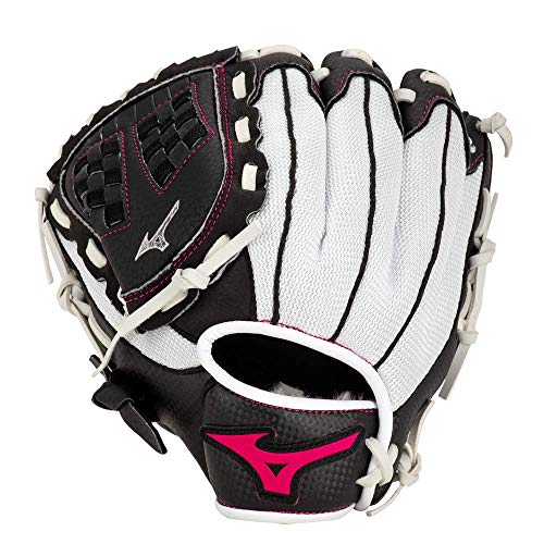 Mizuno Prospect Finch Youth - color: White/Black/Pink Trident Web, size: 10"|Ages 3-6