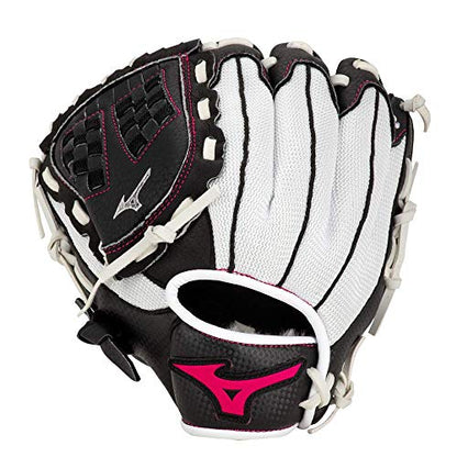 Mizuno Prospect Finch Youth - color: White/Black/Pink Trident Web, size: 10"|Ages 3-6