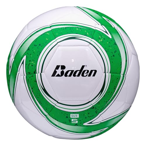 Baden Z-Series Soccer Ball – Size 3, 4, or 5 – Machine Stitched Durable Ball for Outdoor Play, Camps, Practice & Training – Cushioned Cover with Reinforced Bladder - color: Green, size: Size 4