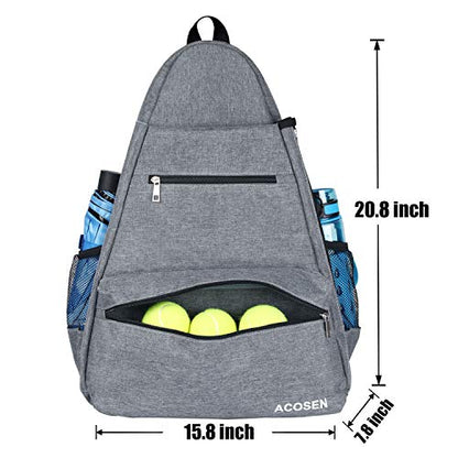 ACOSEN Tennis Bag Tennis Backpack - Large Tennis Bags for Women and Men to Hold Tennis Racket,Pickleball Paddles, Badminton Racquet, Squash Racquet,Balls and Other Accessories - color: Gray