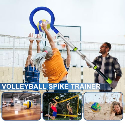 Volleyball Spike Trainer, Durable Lightweight Volleyball Training Equipment Adjustable Length Volleyball Hitting Trainer for Beginners & Pro Improving Serving and Hitting Placement
