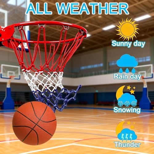 Thickening Basketball Net Replacement Heavy Duty, 12 Loops, [6.88Ounce],Upgrade Thick Professional Basketball Nets Outdoor, All Weather Anti Whip, Fits Standard Basketball Hoop Indoor or Outdoor