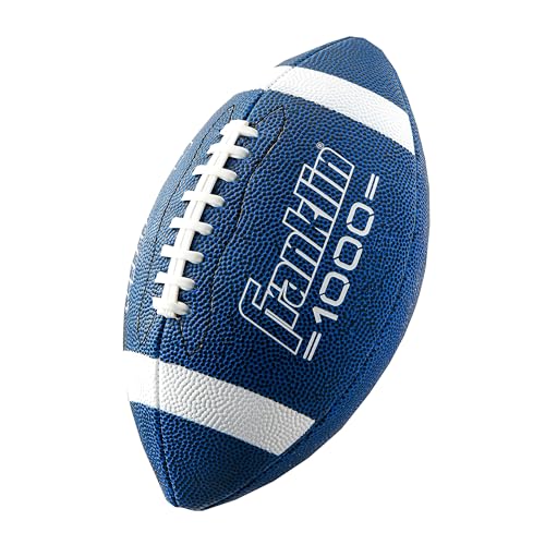 Franklin Sports Youth + Adult Footballs - Extra Grip 1000 Official Size, Junior + Pee Wee Kids - 1 + 12 Packs - color: Blue/White, style: Junior Size - 1 Inflated Football