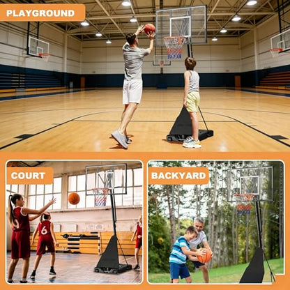 Basketball Hoop Outdoor 44 Inch Shatterproof PC Backboard, 18" Rim, Portable Basketball Goal with Crank Adjustment & Wheels, for Teens & Adults to Enjoy Comfortable Indoor & Outdoor Basketball