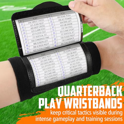 5 Pack Football Wristbands, Triple Window Quarterback (QB) Football Play Wristbands for Signs - style: Audlt