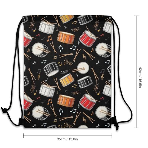 Water Resistant Drawstring Backpack Gym String Bag with Compartment for Yoga Swimming Beach Sports Unisex, Rock Drum Stand Bags - color: Picture (371)