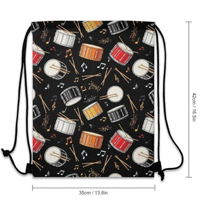 Water Resistant Drawstring Backpack Gym String Bag with Compartment for Yoga Swimming Beach Sports Unisex, Rock Drum Stand Bags - color: Picture (371)