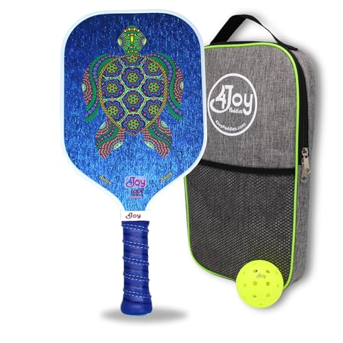 4Joy AMP4 Pickleball Paddle – T700 Carbon Fiber, Lightweight 7.5 oz, Wide Face for Control, 14mm Core, Beginner to Low-Intermediate - USAP Approved - style: Turtle