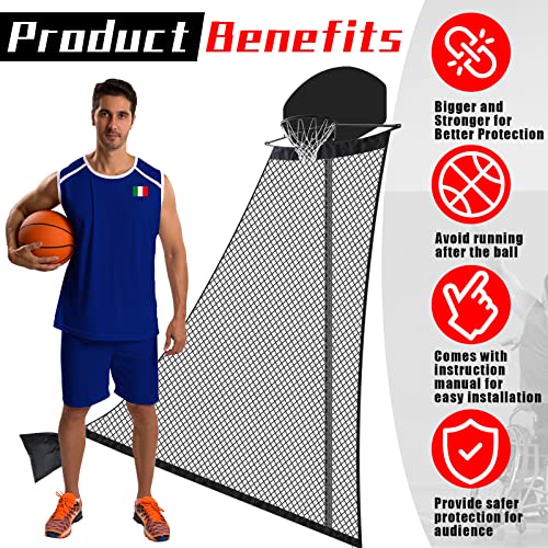 WinnerWhy Basketball Rebounder 120 x 108 x 60 Inch Heavy Duty Basketball Return System Basketball Return Attachment for Hoops Black Training Basketball Rebounder Net for Shooting Practice Hoop Outdoor