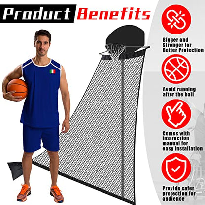 WinnerWhy Basketball Rebounder 120 x 108 x 60 Inch Heavy Duty Basketball Return System Basketball Return Attachment for Hoops Black Training Basketball Rebounder Net for Shooting Practice Hoop Outdoor
