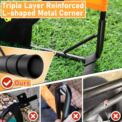 Happy Jump 7x5' & 5x3.6' Portable Soccer Goals for Kids Ages 6-14, Weatherproof Net and Steel Frame for Backyard Fun and Outdoor Training, Quick Setup and Sturdy for All Weather Conditions - style: Black Orange-7x5 FT