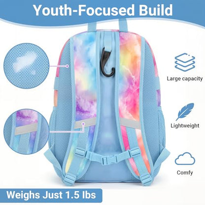 Youth Baseball Bag - Softball Bag for Girls & Boys with Shoes Compartment, Bat Backpack for Baseball, T-Ball & Softball Equipment - color: Tie-dye-Blue