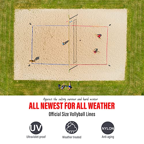 Professional Beach Volleyball Lines for Sand 26.3' X 52.6'| 30' X 60', 2 inch, Better Visible, Upgraded Weather Resistance, with Metal Anchors & Sand Bags